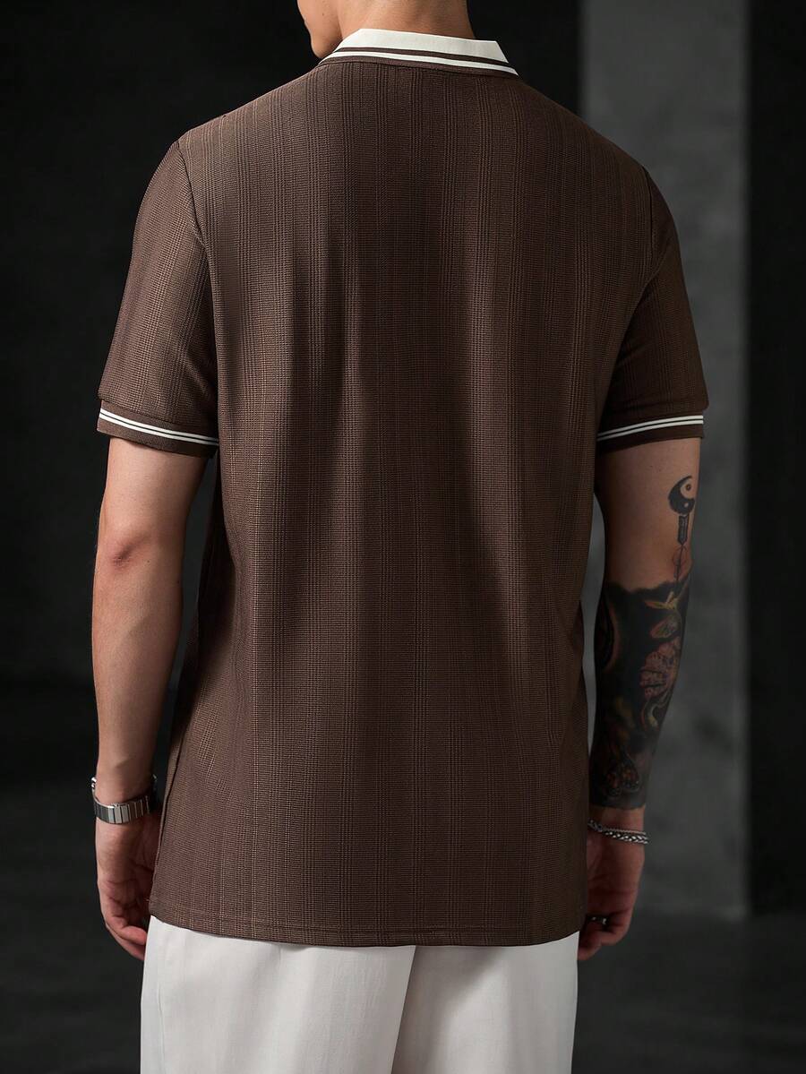 Mens Polo Shirt Geometric Jacquard Knit Short Sleeve – Valron