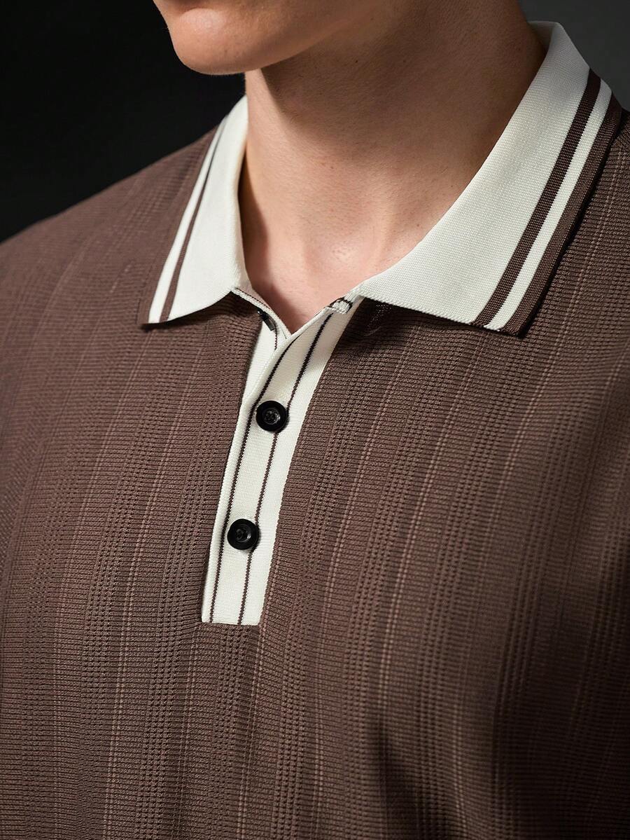 Mens Polo Shirt Geometric Jacquard Knit Short Sleeve – Valron