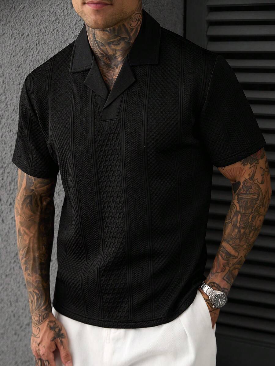 Mens Polo Shirt Geometric Jacquard Knit Short Sleeve – Valron