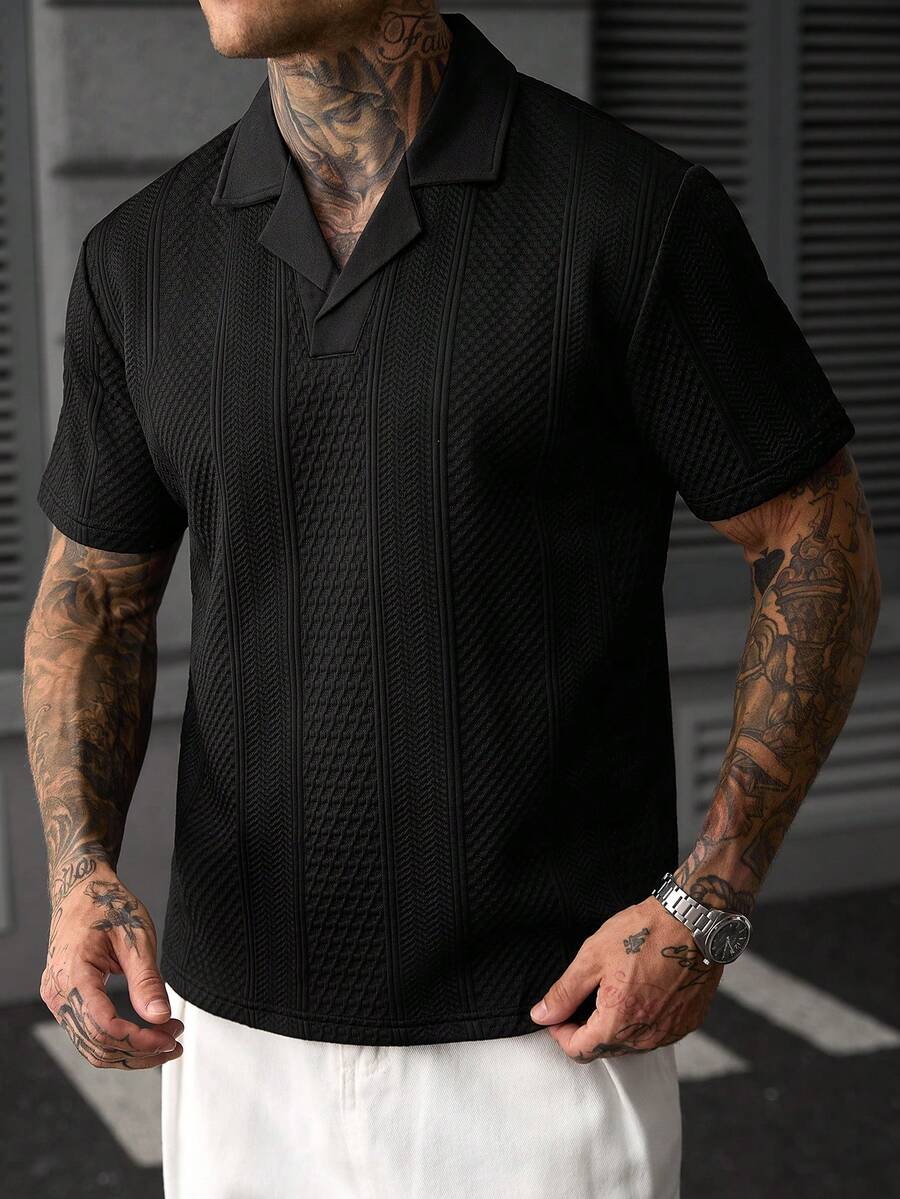 Mens Polo Shirt Geometric Jacquard Knit Short Sleeve – Valron