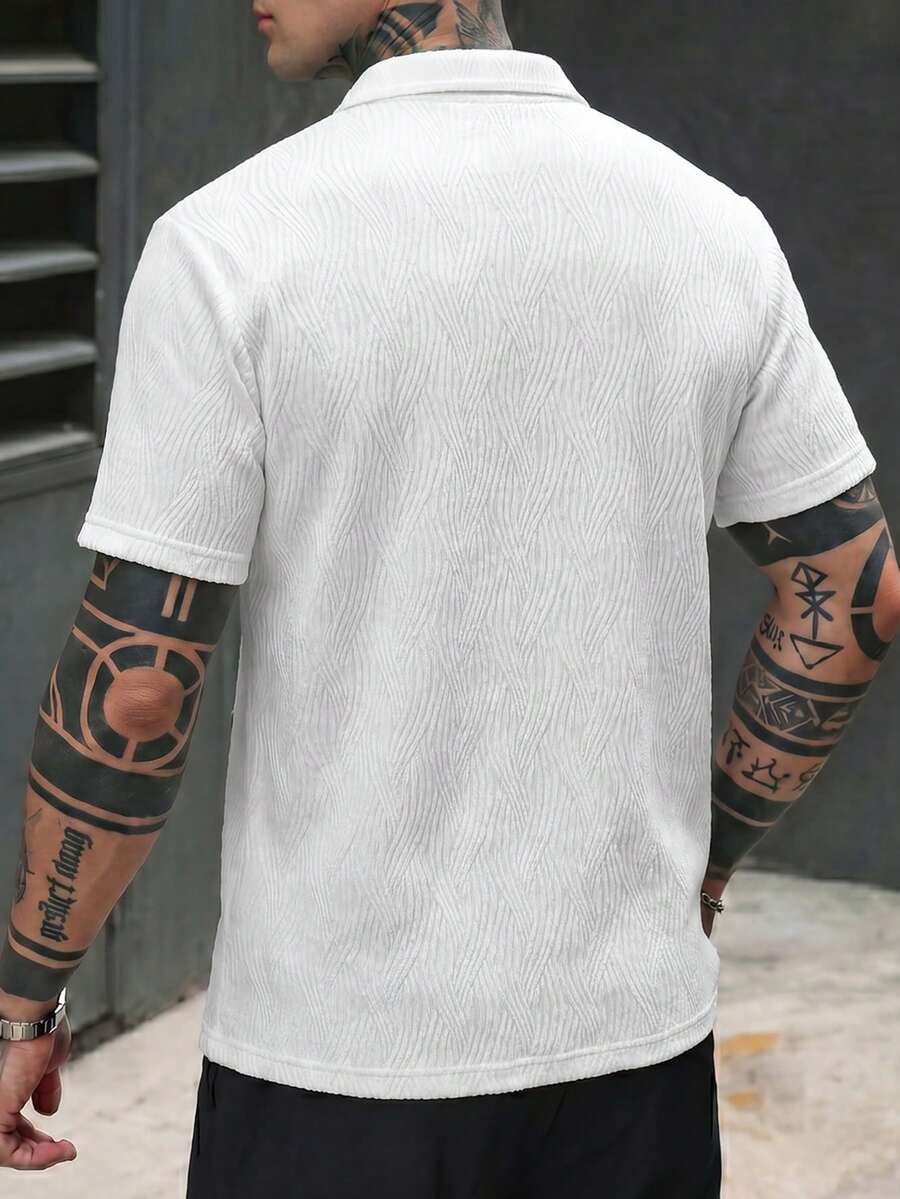 Mens Polo Shirt Geometric Jacquard Knit Short Sleeve – Valron