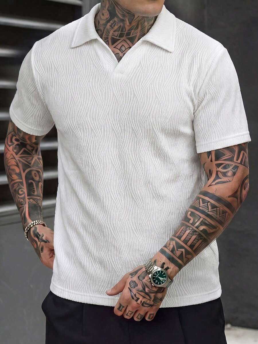 Mens Polo Shirt Geometric Jacquard Knit Short Sleeve – Valron