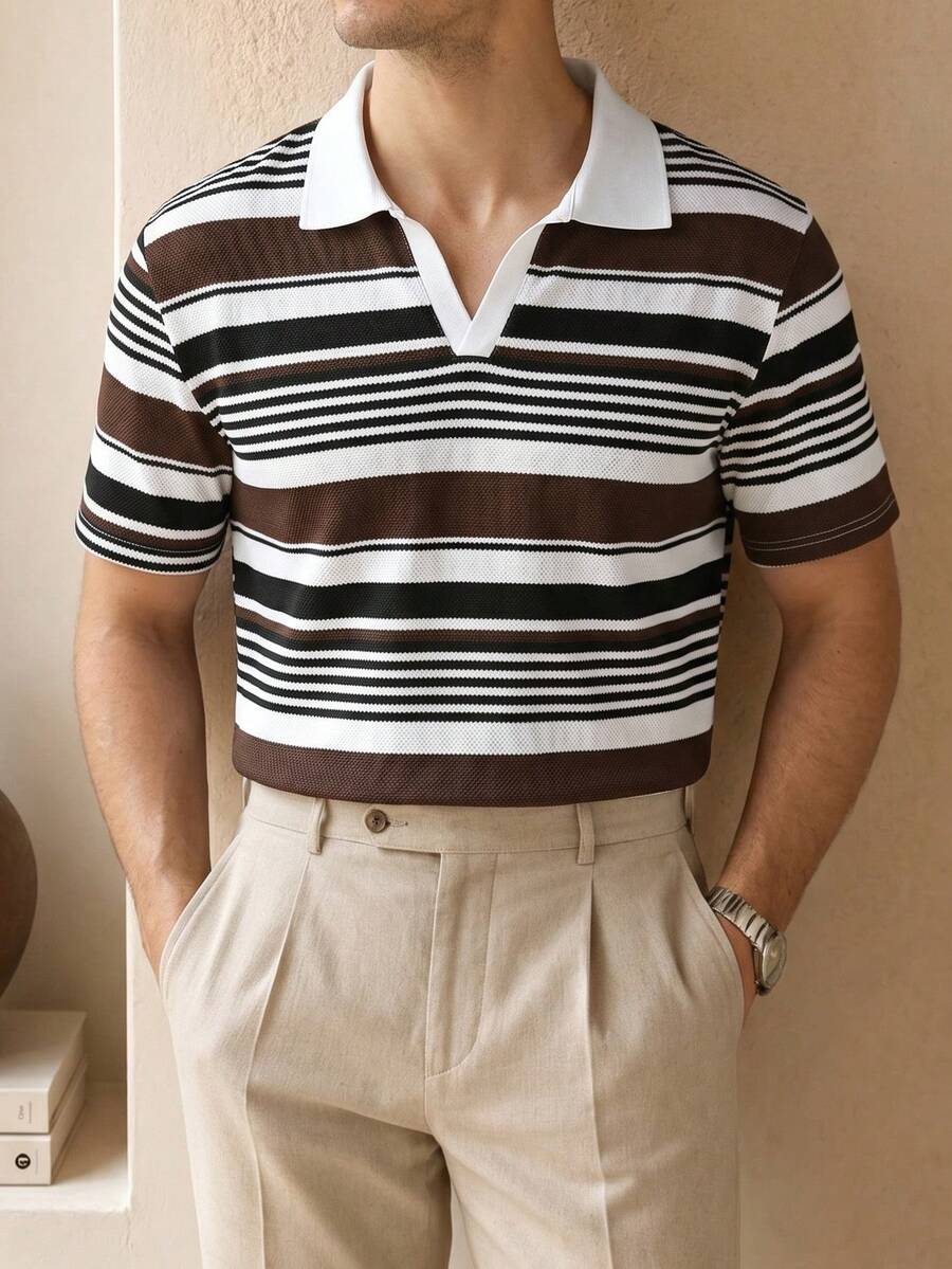 Mens Polo Shirt Contrast Binding Knit Short Sleeve – Valron