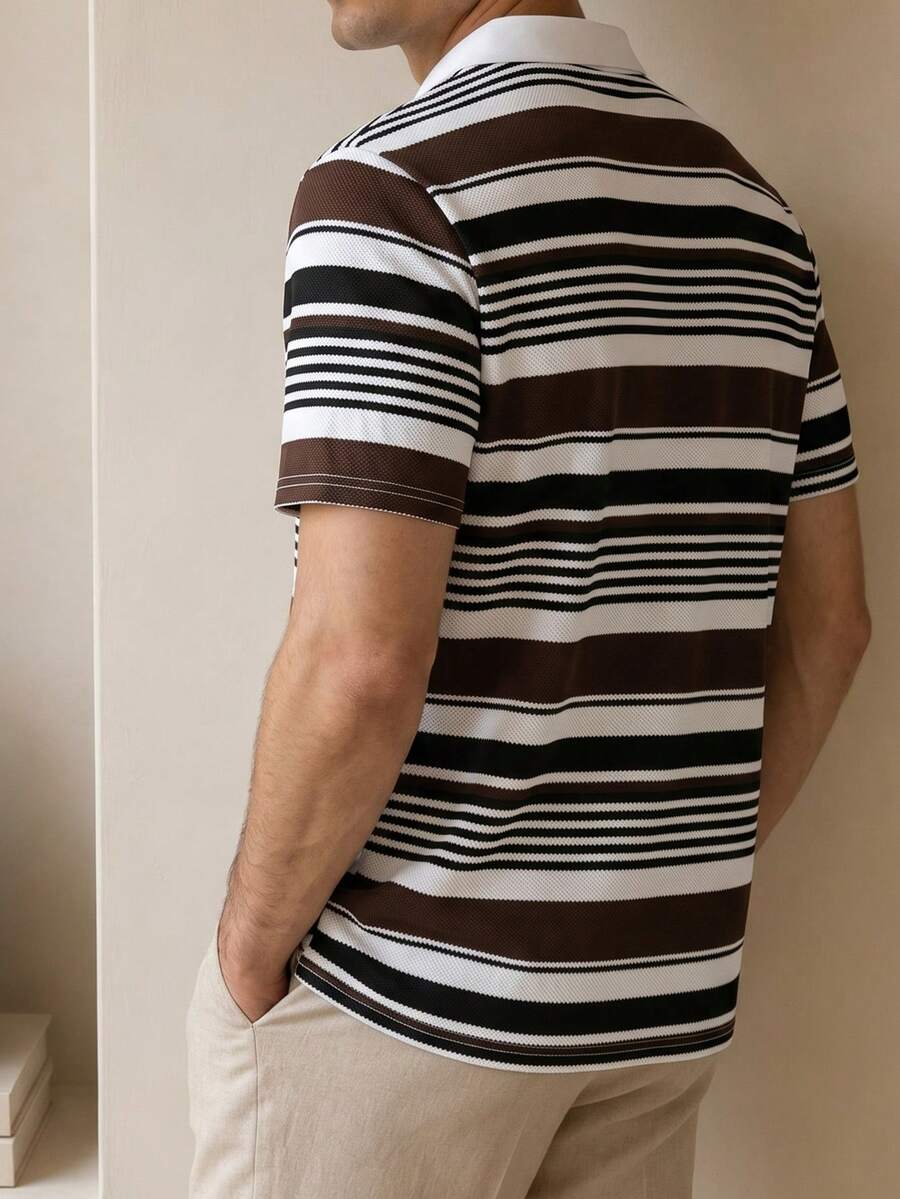 Mens Polo Shirt Contrast Binding Knit Short Sleeve – Valron