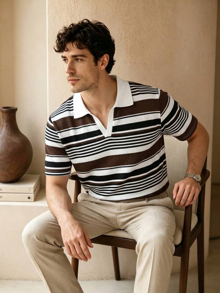 Mens Polo Shirt Contrast Binding Knit Short Sleeve – Valron