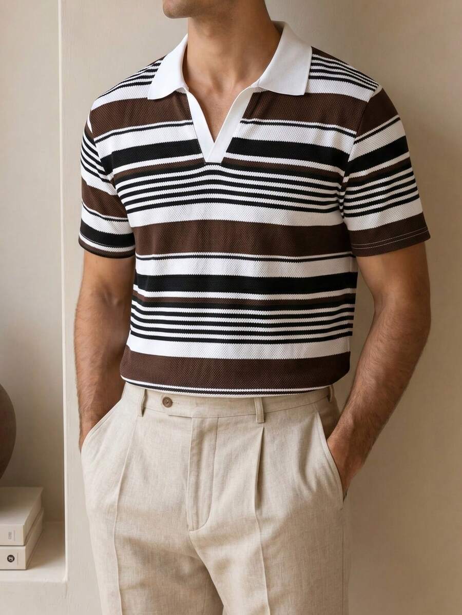 Mens Polo Shirt Contrast Binding Knit Short Sleeve – Valron