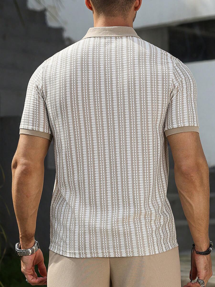 Mens Polo Shirt Geometric Jacquard Knit Short Sleeve – Valron