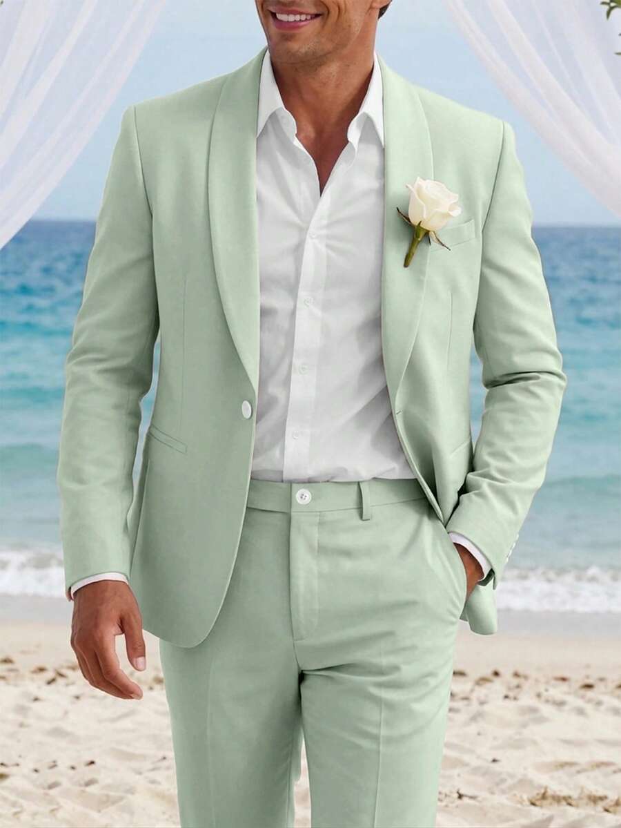 Mens Trouser Suit Shawl Collar Blazer Two-Piece Set – Vandro