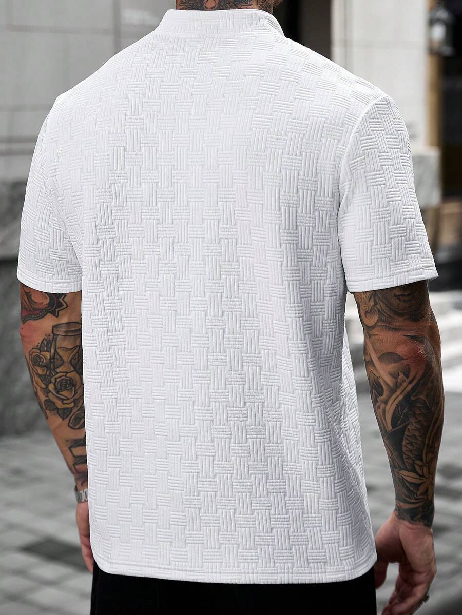 Mens Polo Shirt Geometric Jacquard Knit Short Sleeve – Valron