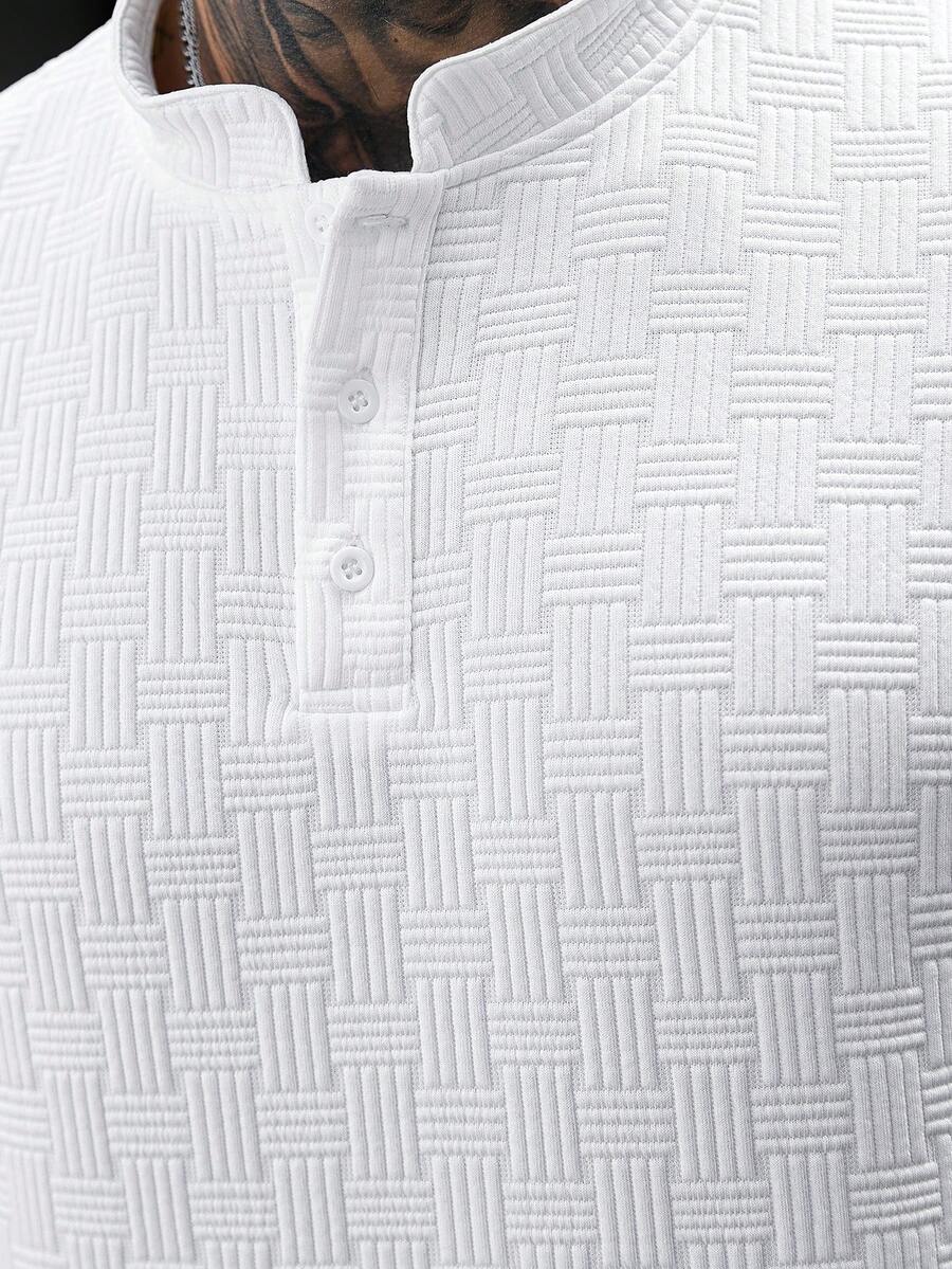 Mens Polo Shirt Geometric Jacquard Knit Short Sleeve – Valron