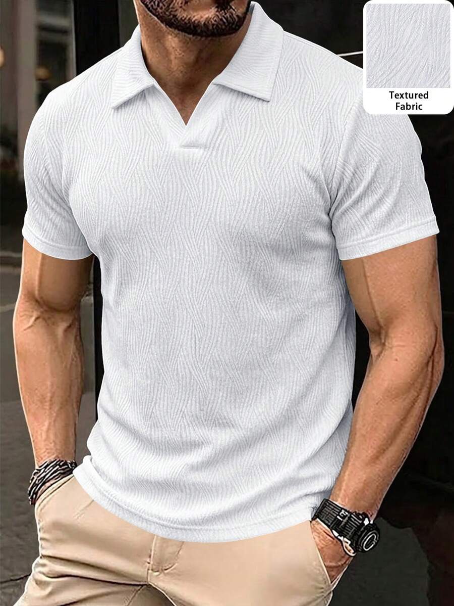 Mens Polo Shirt Geometric Jacquard Knit Short Sleeve – Valron
