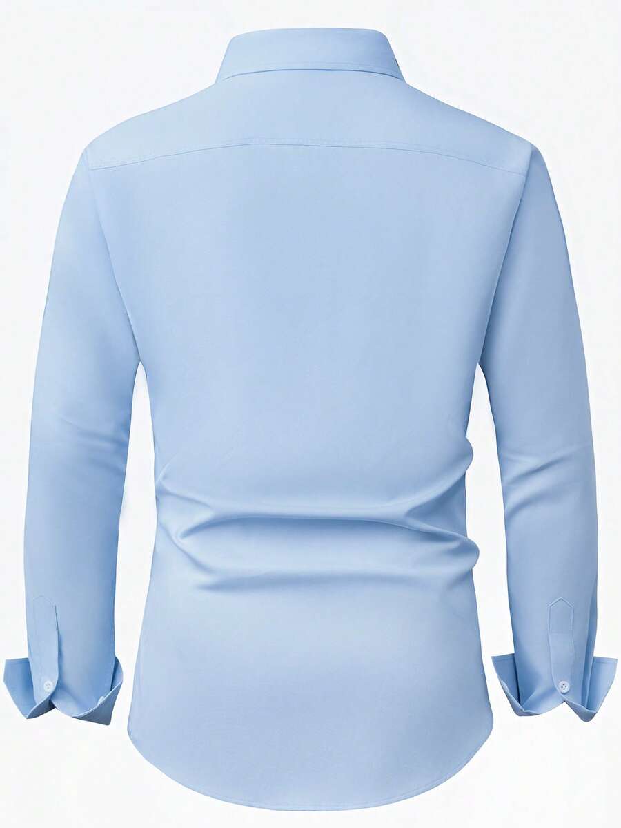 Shirt Shop Stand Collar Button-Up Long Sleeve Polyester Stretch – Marvo