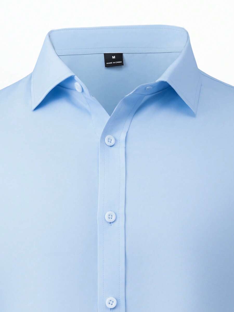 Shirt Shop Stand Collar Button-Up Long Sleeve Polyester Stretch – Marvo