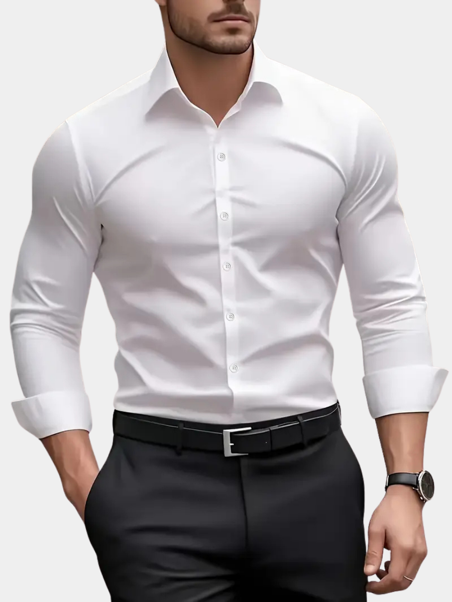 Long sleeve button down dress shirt in Black – TARLANO