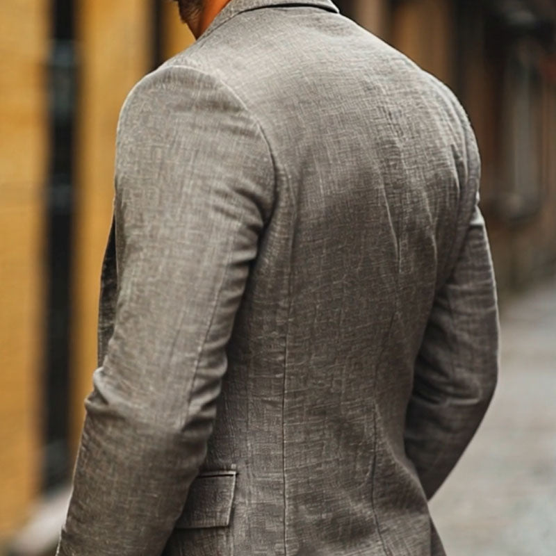 Single-Breasted Cotton Linen Blazer Slim Fit Notch Lapel – Vesro