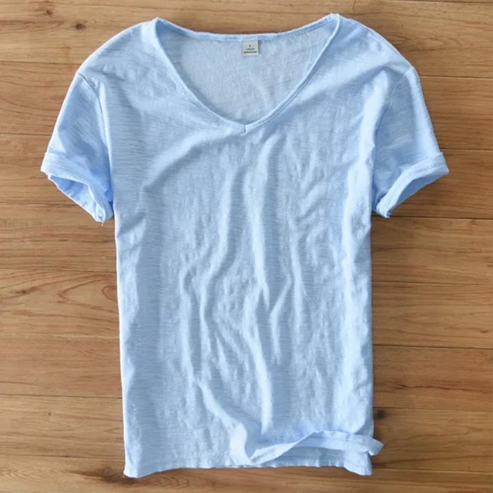 V-Neck Cotton Tee Relaxed Fit – Wolfe