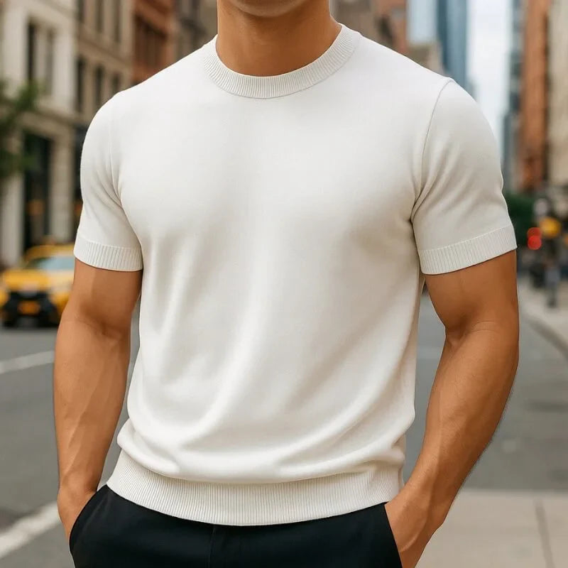 Crew Neck Merino Wool Blend Tee Tailored Fit – Flint