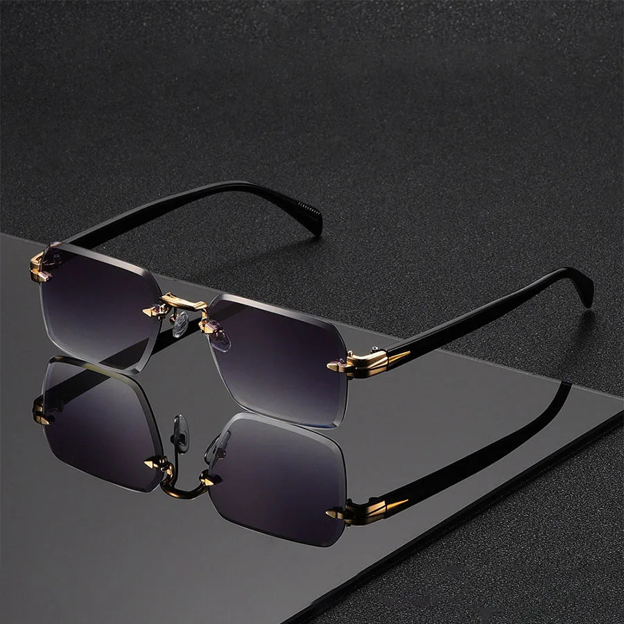 Rimless Sunglasses Gradient Polycarbonate Lenses Gold Bridge – Leclair
