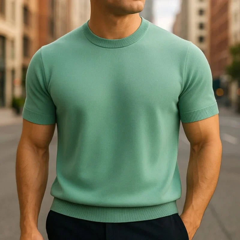 Crew Neck Merino Wool Blend Tee Tailored Fit – Flint