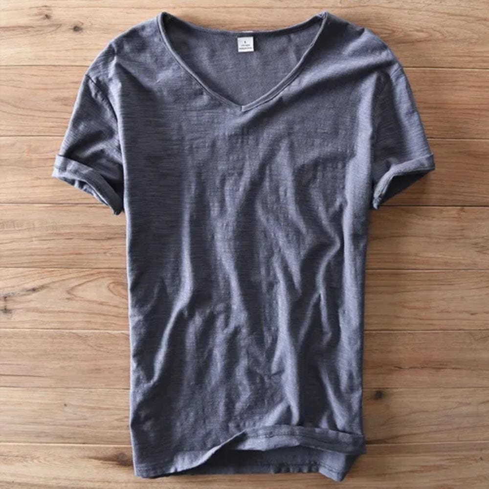 V-Neck Cotton Tee Relaxed Fit – Wolfe