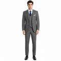 Model wearing 3-piece notch lapel suit in gray – TARLANO