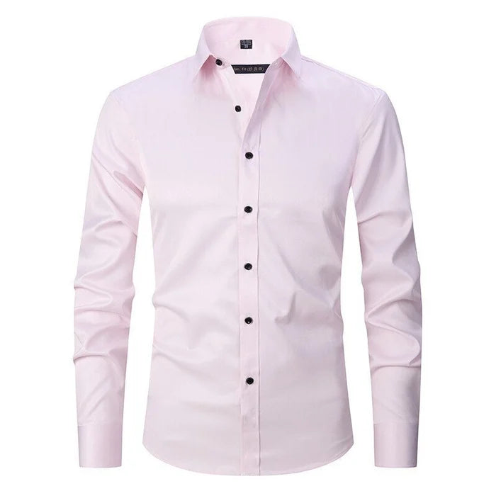 Slim Fit Stretch Dress Shirt Long Sleeve Button Front in White – Jett