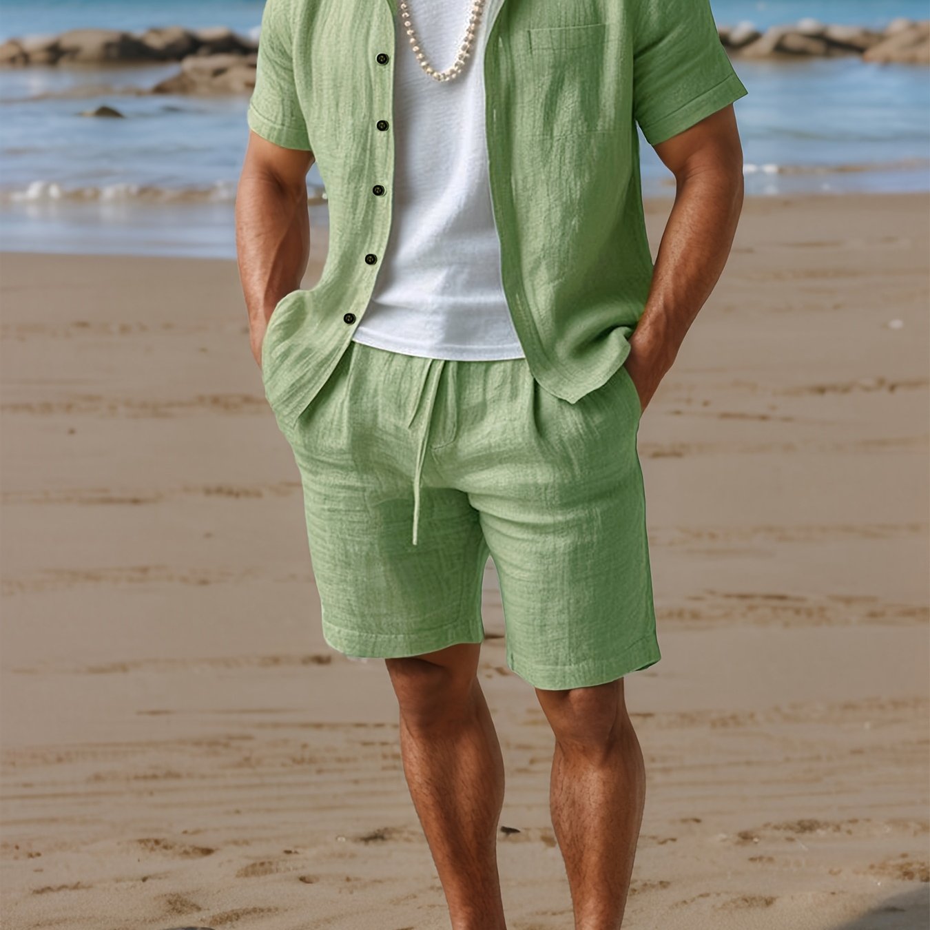Linen Shirt and Shorts Set Regular Fit Short Sleeve Co-ord – Crest