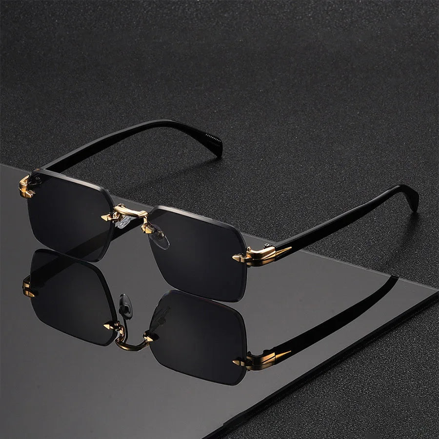 Rimless Sunglasses Gradient Polycarbonate Lenses Gold Bridge – Leclair
