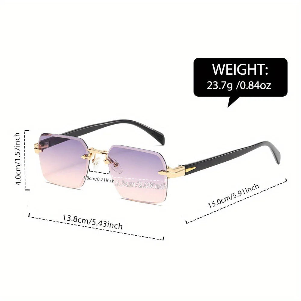 Rimless Sunglasses Gradient Polycarbonate Lenses Gold Bridge – Leclair