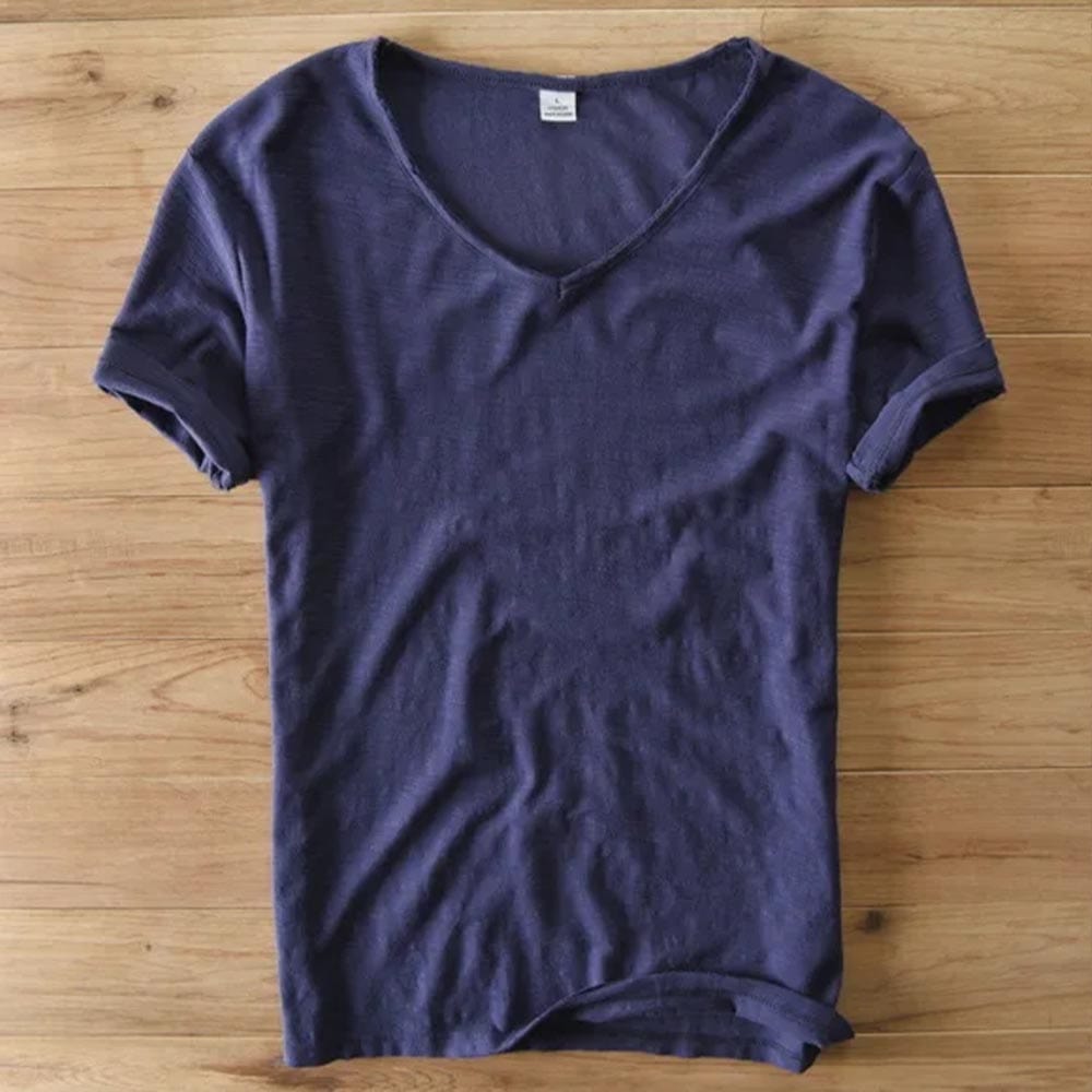 V-Neck Cotton Tee Relaxed Fit – Wolfe