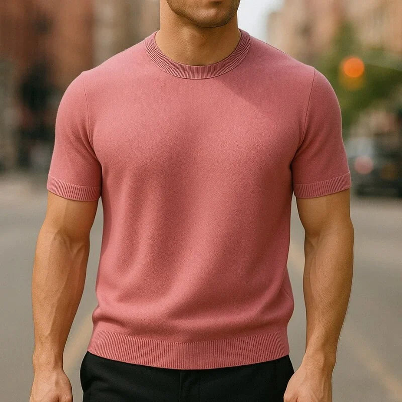 Crew Neck Merino Wool Blend Tee Tailored Fit – Flint