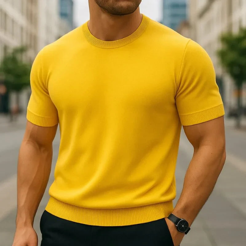 Crew Neck Merino Wool Blend Tee Tailored Fit – Flint