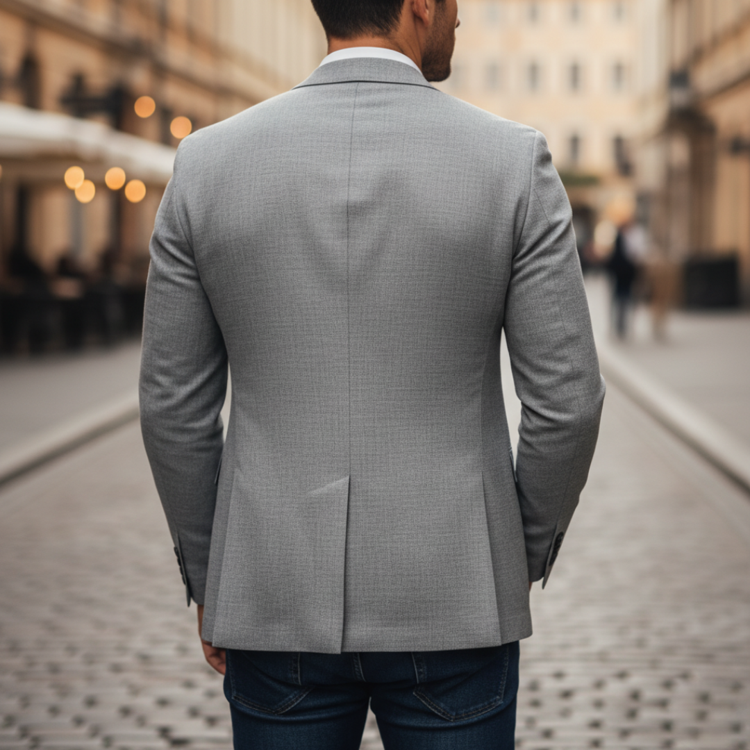 Slim-Fit Structured Woven Blazer Single Button Two Pockets – Veld