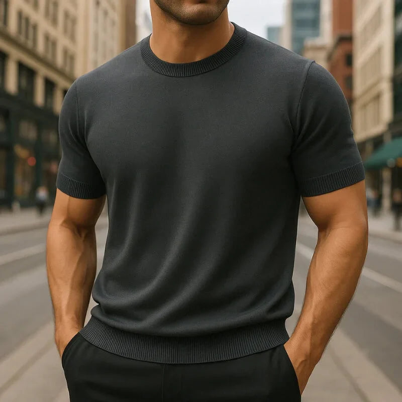 Crew Neck Merino Wool Blend Tee Tailored Fit – Flint