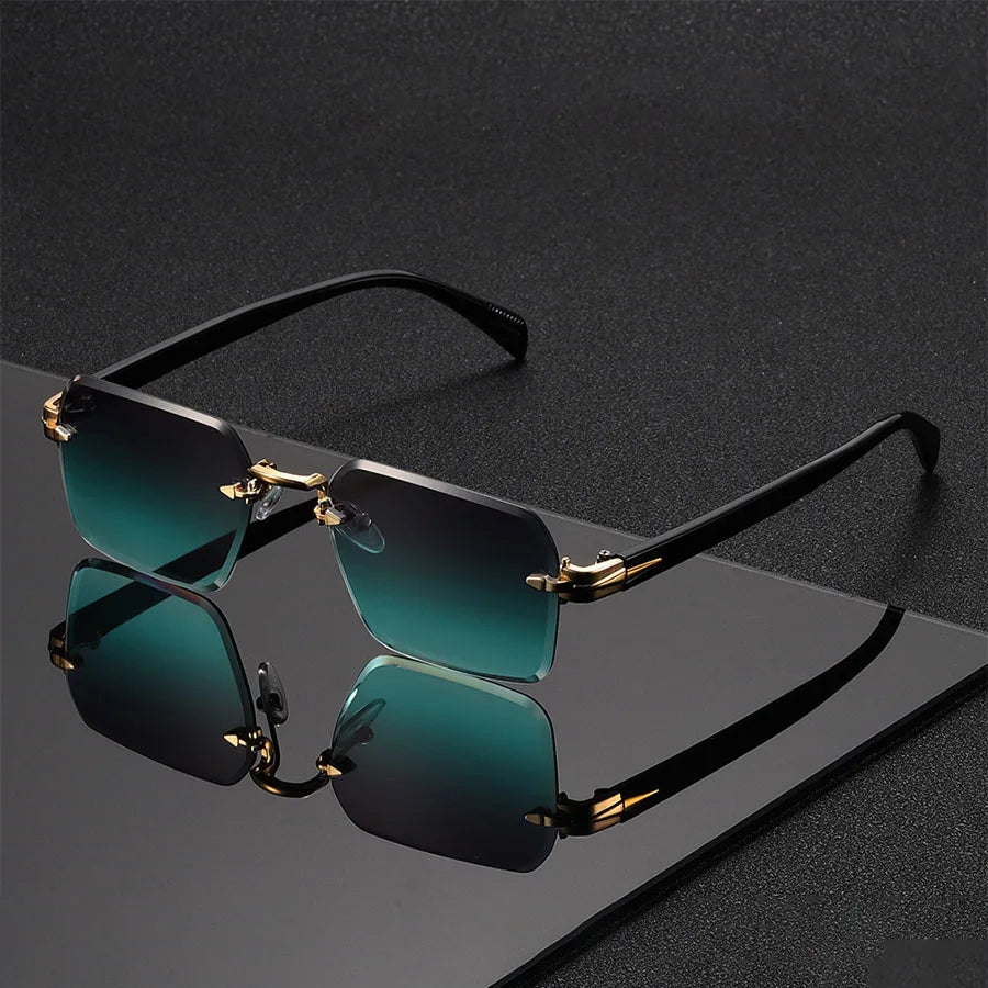Rimless Sunglasses Gradient Polycarbonate Lenses Gold Bridge – Leclair