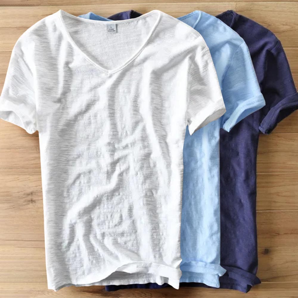 V-Neck Cotton Tee Relaxed Fit – Wolfe