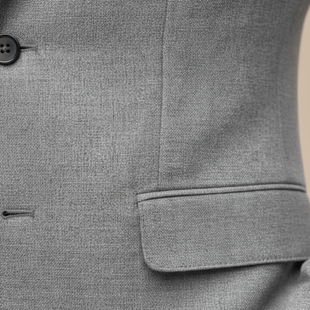 Slim-Fit Structured Woven Blazer Single Button Two Pockets – Veld