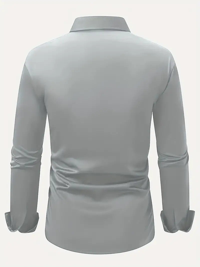 Long Sleeve Dress Shirt Pointed Collar Button Down in Black – Hale