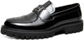 Platform Loafer Leather-Look Metal Bit Slip-On Black – Roven