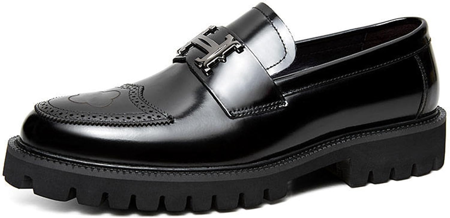 Platform Loafer Leather-Look Metal Bit Slip-On Black – Roven