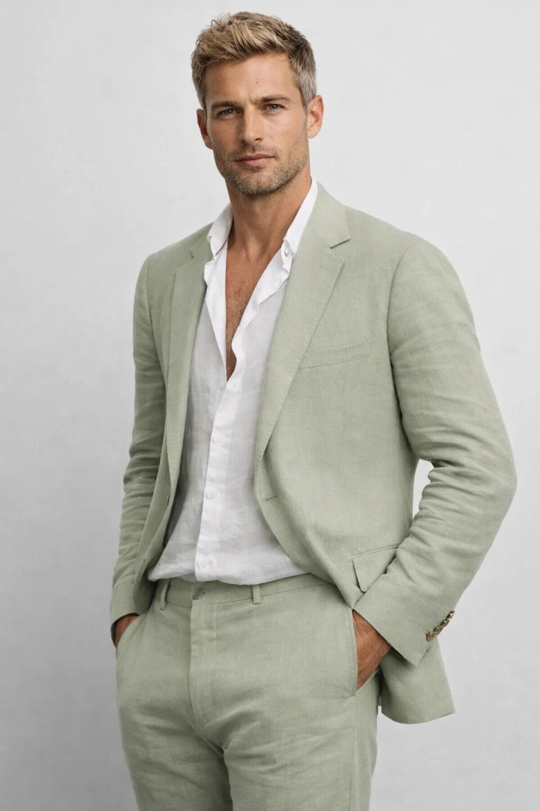 Linen Two-Piece Suit Structured Blazer and Trouser Set – Ballo