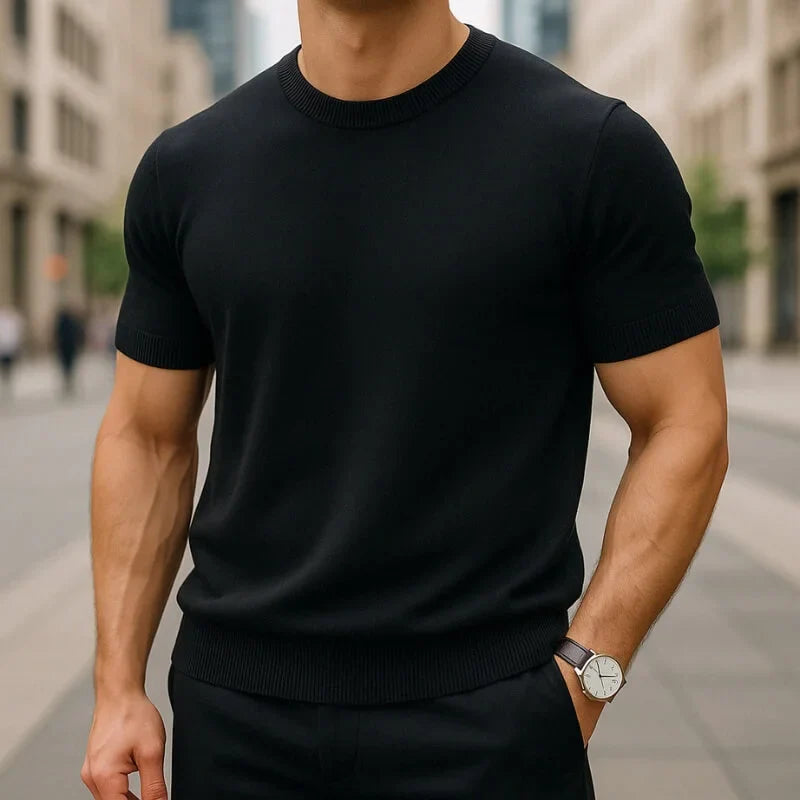 Crew Neck Merino Wool Blend Tee Tailored Fit – Flint