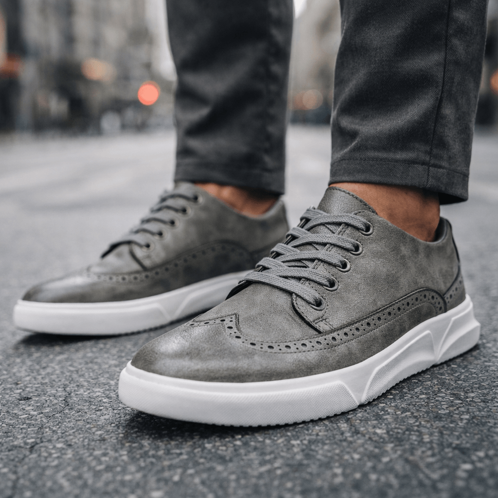 Leather Brogue Sneaker Lace-Up Cushioned Sole – Farro