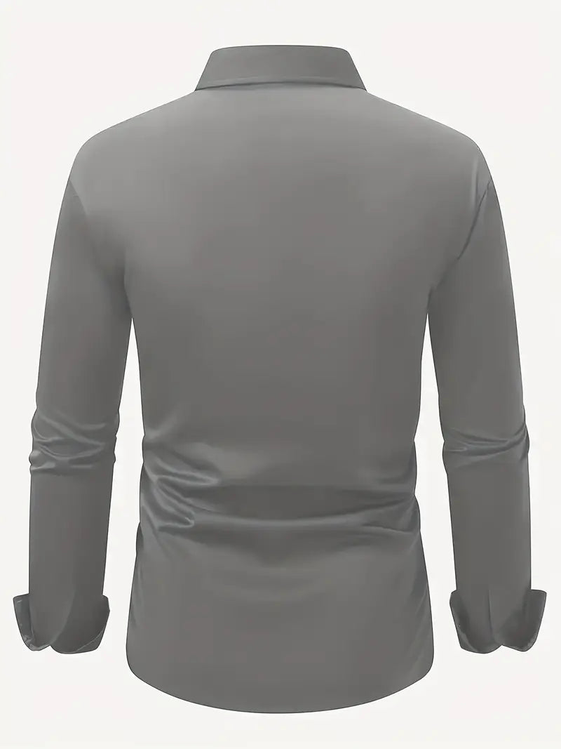 Long Sleeve Dress Shirt Pointed Collar Button Down in Black – Hale