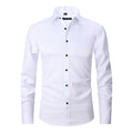 Slim fit stretch dress shirt in White with button front – TARLANO