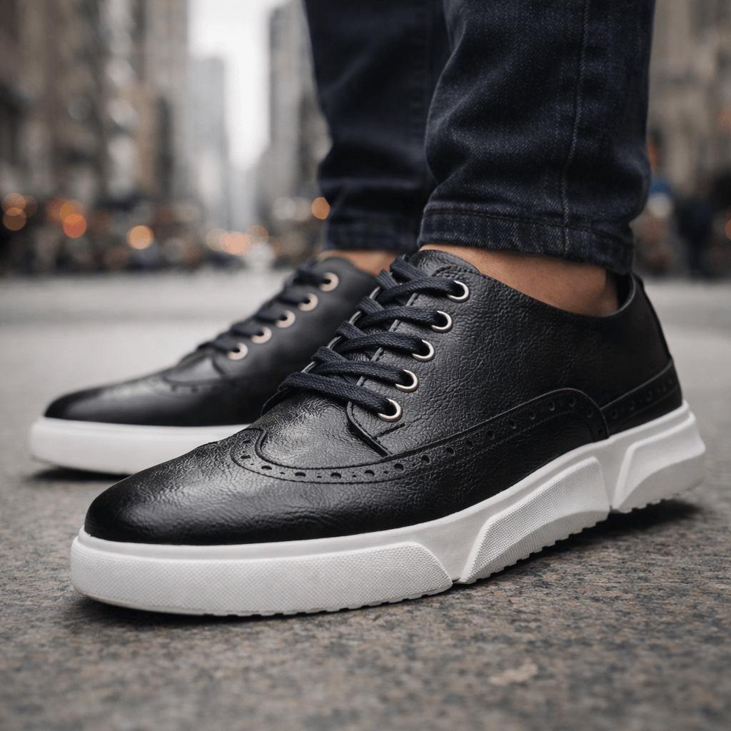 Leather Brogue Sneaker Lace-Up Cushioned Sole – Farro