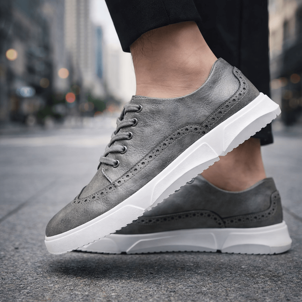 Leather Brogue Sneaker Lace-Up Cushioned Sole – Farro