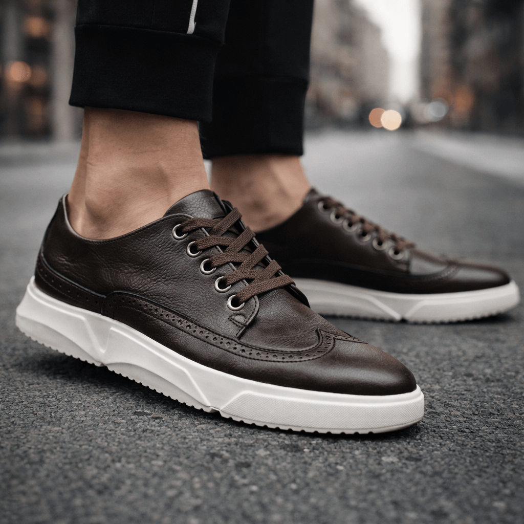 Leather Brogue Sneaker Lace-Up Cushioned Sole – Farro