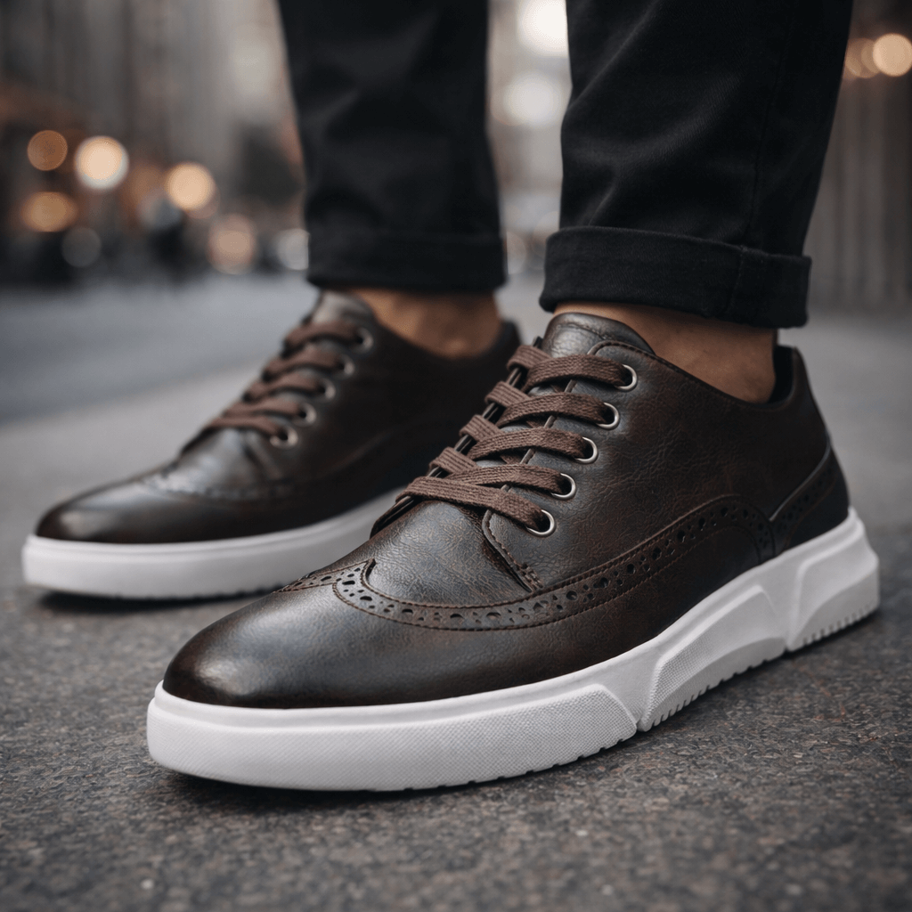 Leather Brogue Sneaker Lace-Up Cushioned Sole – Farro