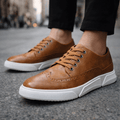 Leather Brogue Sneaker Lace-Up Cushioned Sole – Farro